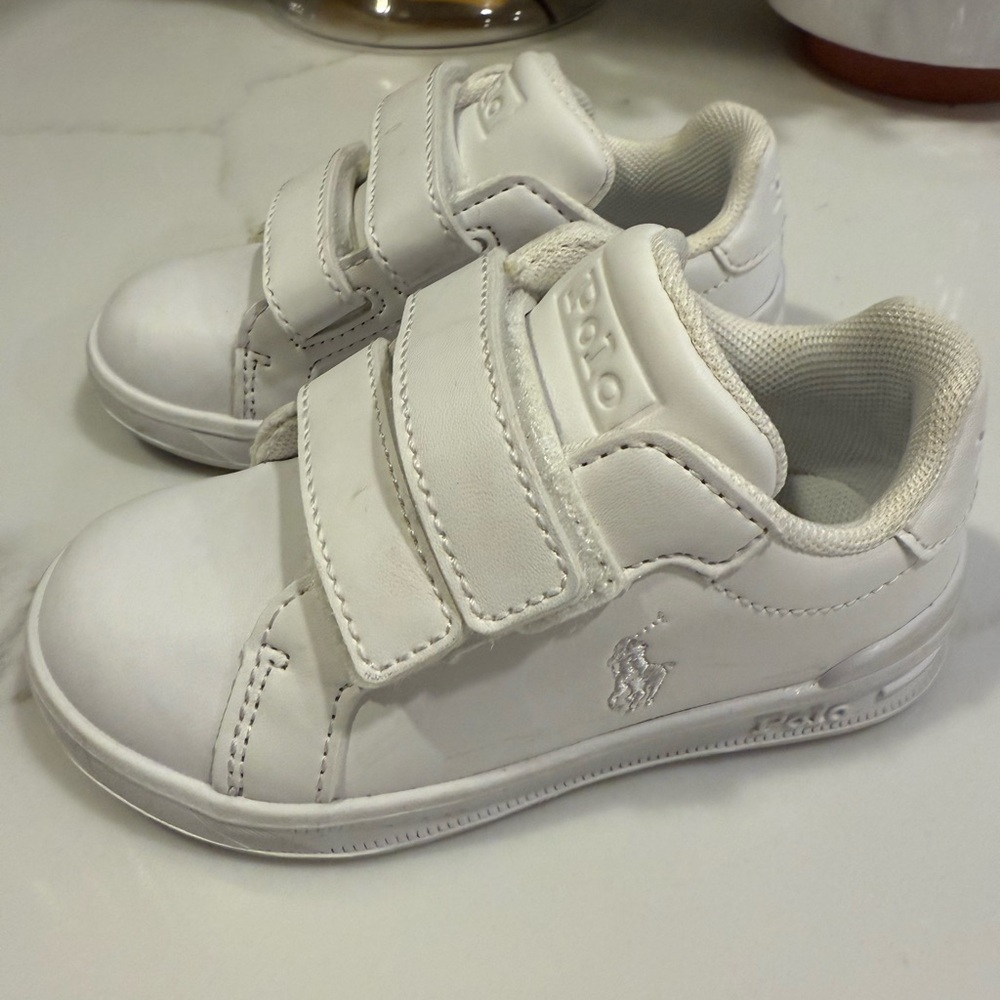 Polo by Ralph Lauren Kids White Velcro Sneakers - Size 7